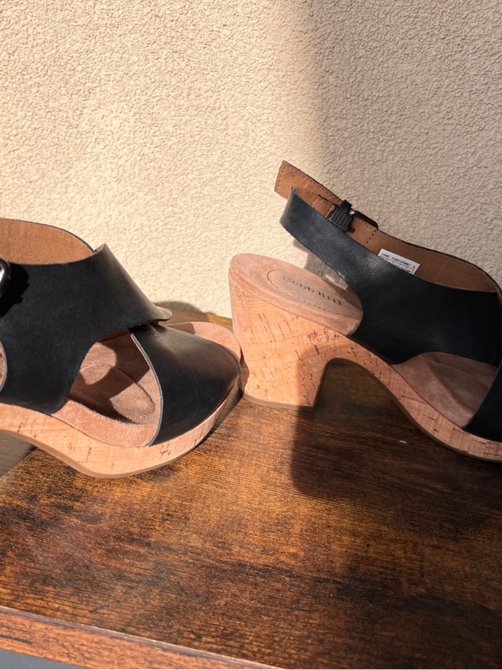 Cobb Hill by New Balance Black Leather Crisscross Slingback Sandals - Picture 12 of 13